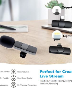 Wireless Lavalier Microphone Portable Audio Video Recording Mini Mic For I Phone Android Long Battery Life Live Broadcast Gaming